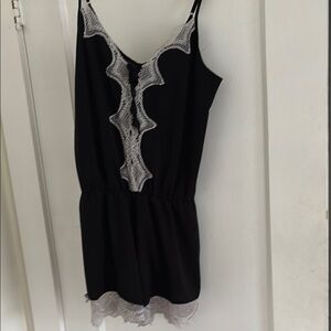 Vintage Oscar de la Renta Black and White Lace Romper